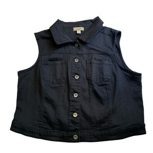 One World Women's Black Denim Vest
